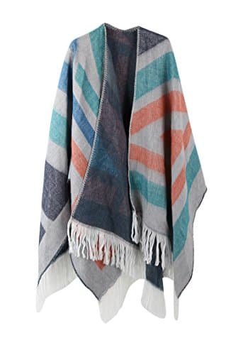 VamJump Women Open Front Thick Oversized Fleece Blanket Poncho Cape Shawl