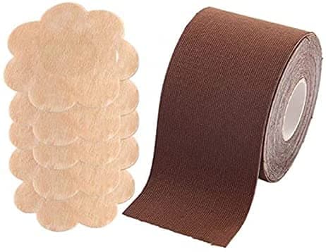 Women's Stick-on Bra Strapless Push Up/Breast Lift Adhesive Tape for A-E Cup Size With 6 piece Nipple Cover Pasties