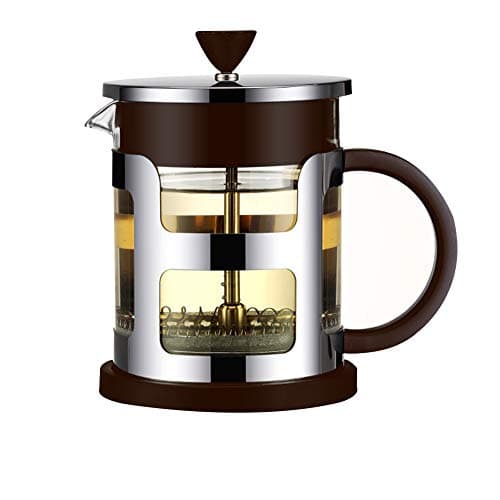 DINNA Press Coffee Maker Stainless Steel Cafetiere with Glass Jug, Coffee Plunger with Filter, Manual Coffee Maker with Finish,WineRed,600ML