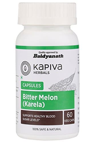 Kapiva Herbals Bitter Melon/Karela 60 Veg Capsules 500 mg for Pancreatic Support, Weight Management & Boosts Immunity