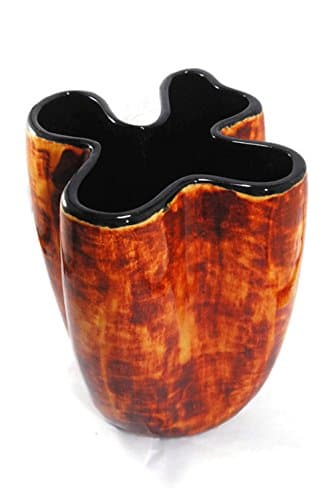 Pinched vase with a black interior and Autumn exterior glaze, hand painted, perfect for fall home decor.