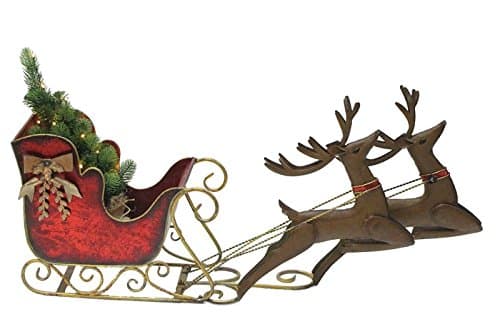 TisYourSeason Small Santa Sleigh and Reindeer with LED Christmas Tree