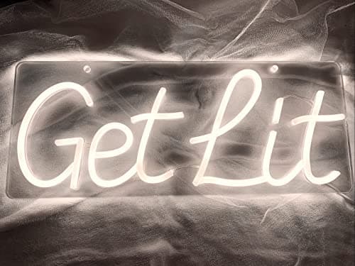 FANSIR Get Lit LED Neon Sign for Wall Decor Neon Lights for Bedroom Wall Sign LED Sign for Man Cave Bar Room Party Big Word Light Sign USB Powered with Dimmer (16 * 14 inch)