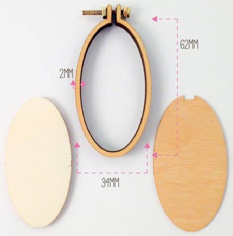 Dandelyne 3.4cm x 6.2cm Miniature Embroidery Hoop Pack with Necklace