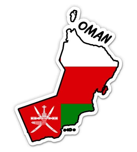 Squiddy Oman Map with Flag - Vinyl Sticker Decal for Phone, Laptop, Water Bottle - 3"