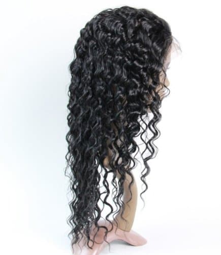 Full Lace Wigs 12" indian Hair 100% Remy Human Hair Wig Deep Wave #1 trademark:hairpr
