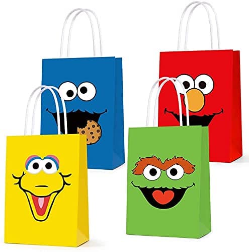 16 PCS Party Favor Bags for Sesame Friends Street Party Supplies, Party Gift Goody Treat Candy Bags for Sesame Friends Street Party Favors Birthday Party Decor for Party Girls Kids Birthday