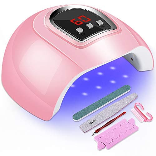 54W Gel UV LED Nail Lamp, Senignol 18LEDs Nail Polish Dryer with Nail File Set, Nail Polish Curing Light with 3 Timer Setting Auto Sensor, Quick Dry Gel Polish Manicure Pedicure Manicure Tool(Pink)