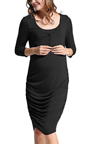 Dance Fairy Molliya Women's Maternity Dress Casual Short Sleeve Ruched Sides Midi Fitted Bodycon Dress Plus Size