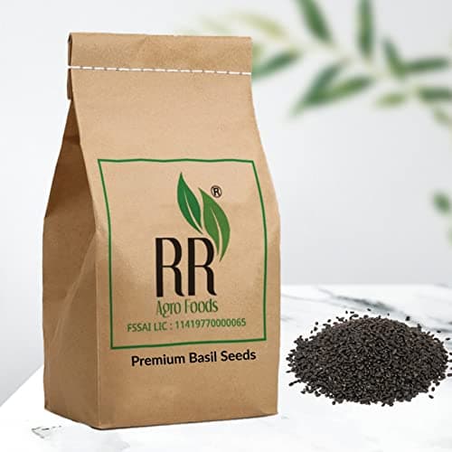 RR AGRO FOODS Basil Seeds 5 kg - Sabja Seeds | Reduce Body Heat | Tukmaria/Tukhmalanga Seed for Weight Loss | Tulsi beej for Eating & Falooda | High in Fibre & Omega 3 | Pack of 1