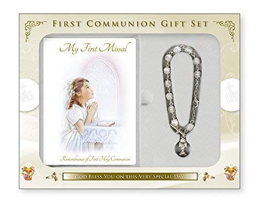 FHC First Holy Communion Gift Set Girl Missal Book, Chalice Rosary Bracelet C5160