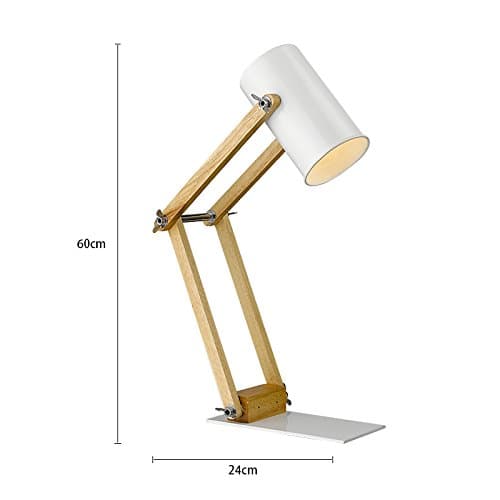 Simple modern living room bedroom study desk lamp, children's warm solid wood table lamp,white [Energy Class A+]