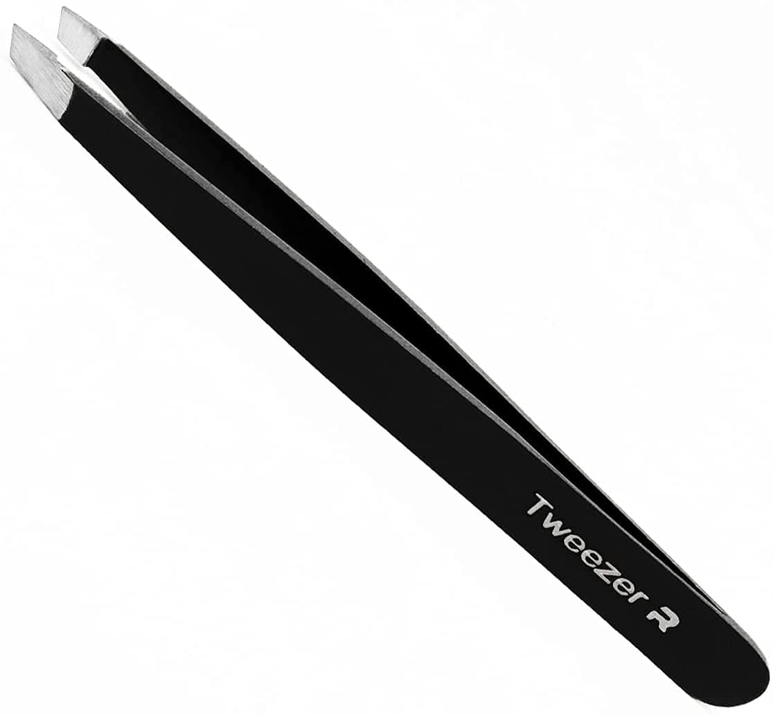 Slant Tweezers - Professional Stainless Steel Slant Tip Tweezer, The Best Precision Eyebrow Tweezers- Perfect for Eyebrows and Unwanted Hair (2 Pack)