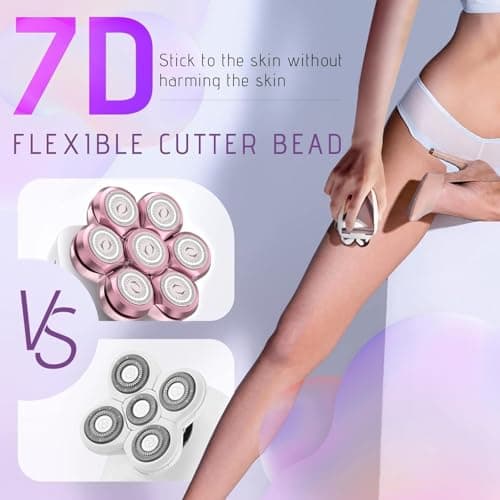 Electric Razors for Women, 5 in 1 Electric Shaver for Women, Cordless Painless Hair Remover for Legs Bikini Face Lips Hairs (Pink)