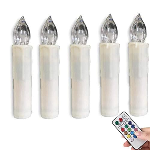 Flameless Taper Candles Led Flickering Votive Ivory Candles Battery Operated Multi Color Electric Tealight Remote (Multicolor)