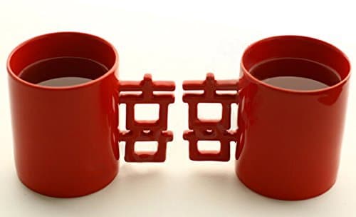Couple Mug Creative Coffee Mug Chinese Double Happiness Cup Wedding Gift Set of 2