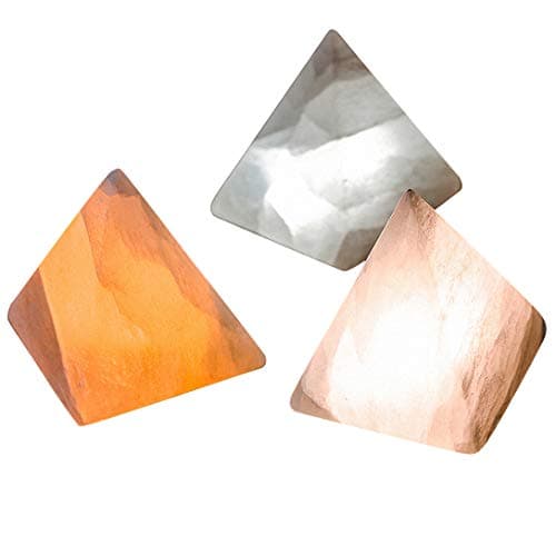 KUNGKEN Rechargeable Natural Selenite Crystal LED Night Light 3 Color Adjustable with Touch Switch Cordless Pyramid Shaped Hand Carved Mineral Lamp Creative Table Lamp Romantic Bedside Light