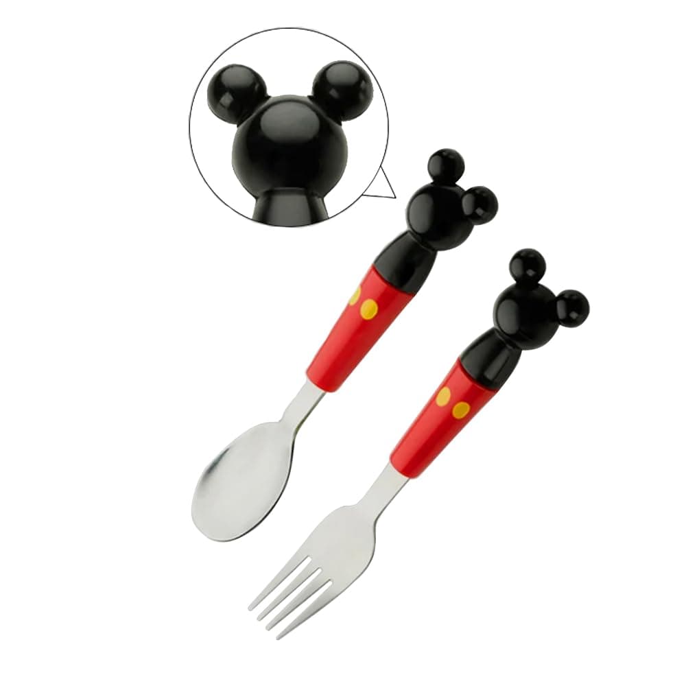 JADE Mickey Mouse Stainless Steel Spoon and Fork kids Cutlery Set with case/children tableware/mickey mouse