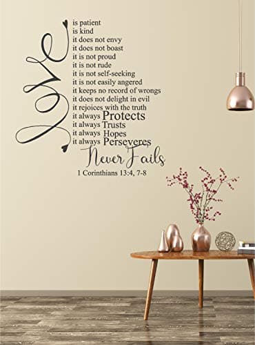 1 Corinthians 13:4-7 Love is Patient, Love is Kind Beautiful Wall Decal for Your Home