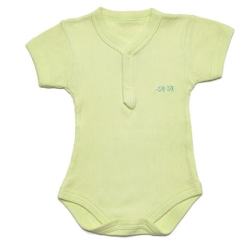 Kid U Not Baby Fine Ribbed Short Sleeve Henley Onesies. (1 (6-12 Months), Green)