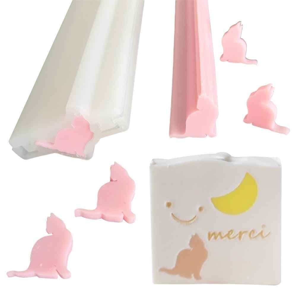 Cat Shaped Long Tube Silicone Soap Mold Kitten Kitty Chocolate Candy & Candle Embed Soap Making Supplies