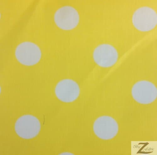 YELLOW/WHITE BIG POLKA DOTS PRINT POLY COTTON FABRIC 58"/59" WIDTH SOLD BY THE YARD (P142)