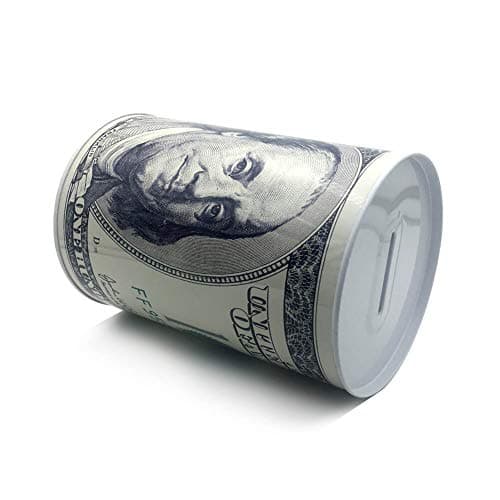 Ayiguri $100 Dollar Bill Piggy Bank Metal Money Box Benjamin Franklin Euro Flower Unicorn Smurfs Stamp Design Coin Bank Tin Can Piggy Bank No Hole The Safest Piggy Bank ($100 Dollar)