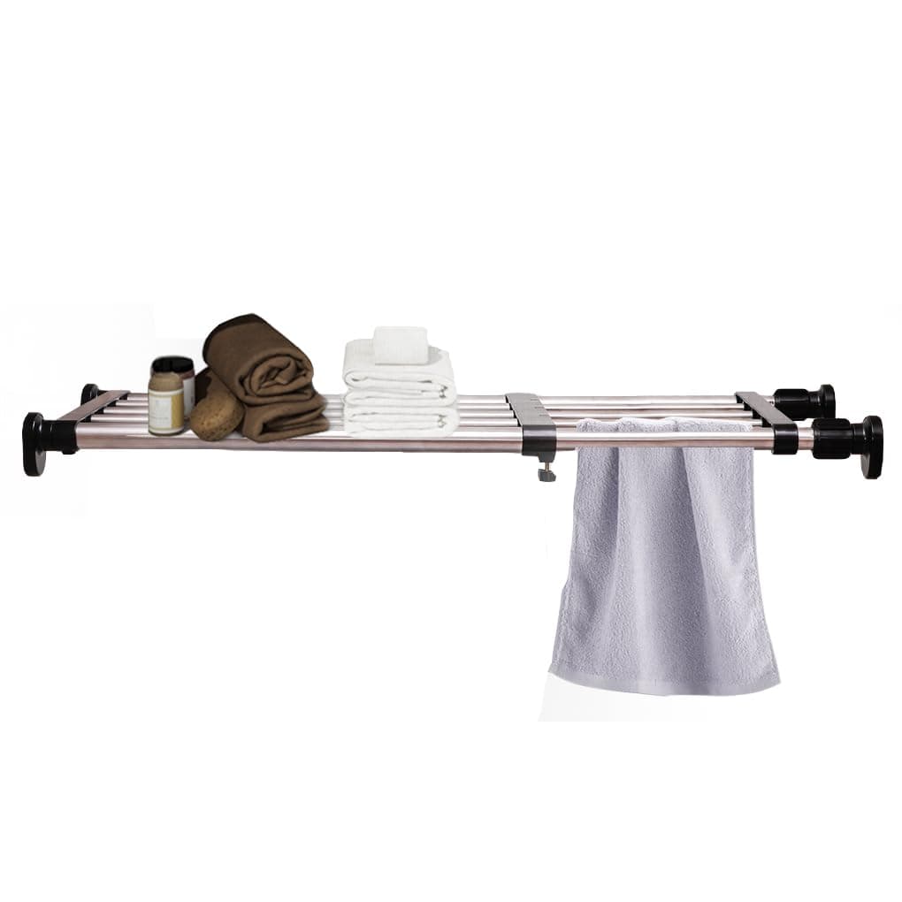 Hershii Expandable Closet Tension Shelf Rod Adjustable Metal Storage Rack Cab...