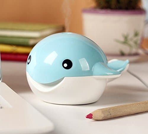 EAWELL Cute Whale Shape USB Mini Portable Ultrasonic Mist Humidifier Air Purifier (Blue)