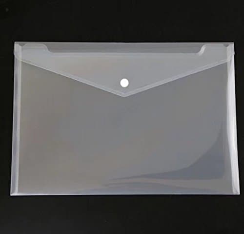 10 Packs Transparent Document File Folder With Snap Button A4 Paper Size Waterproof Paper Organizer Bag