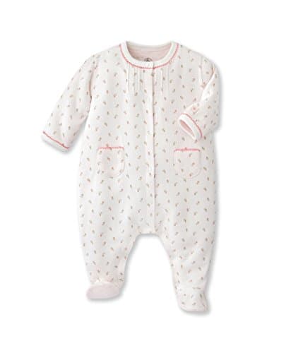 Petit Bateau Baby Girls' Newborn Floral Print Front Snap Footie