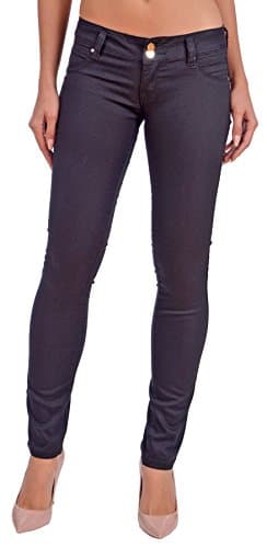 Fancy Jade Women's Junior Super Stretch Colored Twill Skinny Pants (Black, 3)