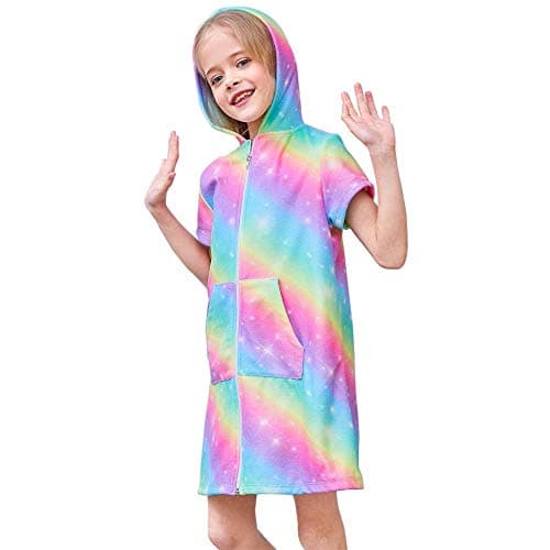 Terry Cover Up for Girls Swimwear Coverups Rainbow Purple Beach Dress