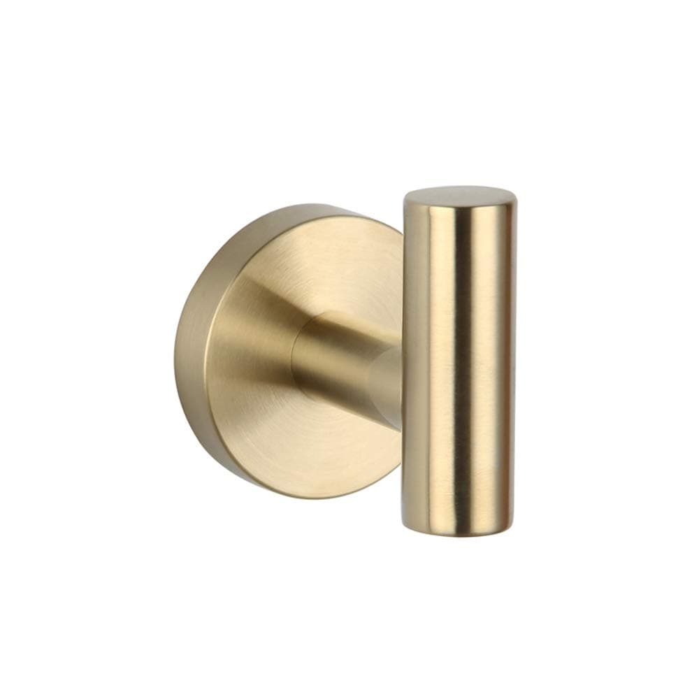 GERZWY Bath Single Coat Hook SUS 304 Stainless Steel Towel/Robe Clothes Hook for Bathroom Kitchen Contemporary Hotel Style Wall Mounted Brushed PVD Zirconium Gold AG1207C-BZ
