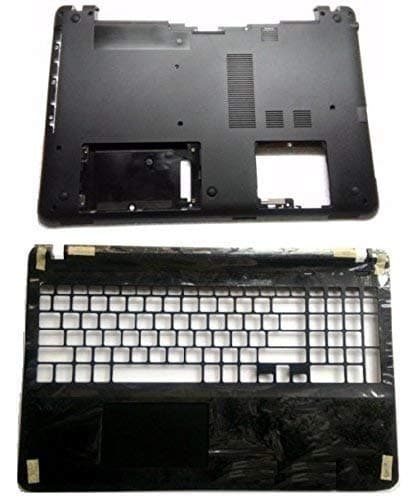 TechSonic Compatible Bottom Lower Base Case Cover & Upper Case Touchpad Palmrest (Without Keyboard) for Sony Vaio Svf15 Fit15, Svf151, Svf152, Svf153, Svf1541. Laptop