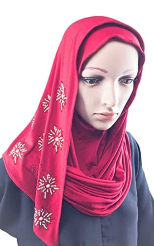 Kashkha Jersey Pearl Flowers Ready to Wear Instant Hijab Scarf