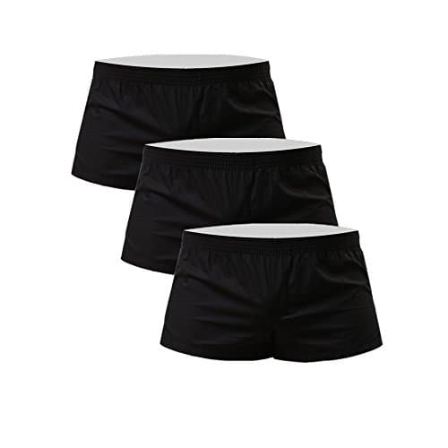Men's Boxer Shorts, NECOA Men's Solid Color Soft Cotton Swim Trunks Low Rise Casual Sport Boxer Underwear (L, Black-3 PACK)