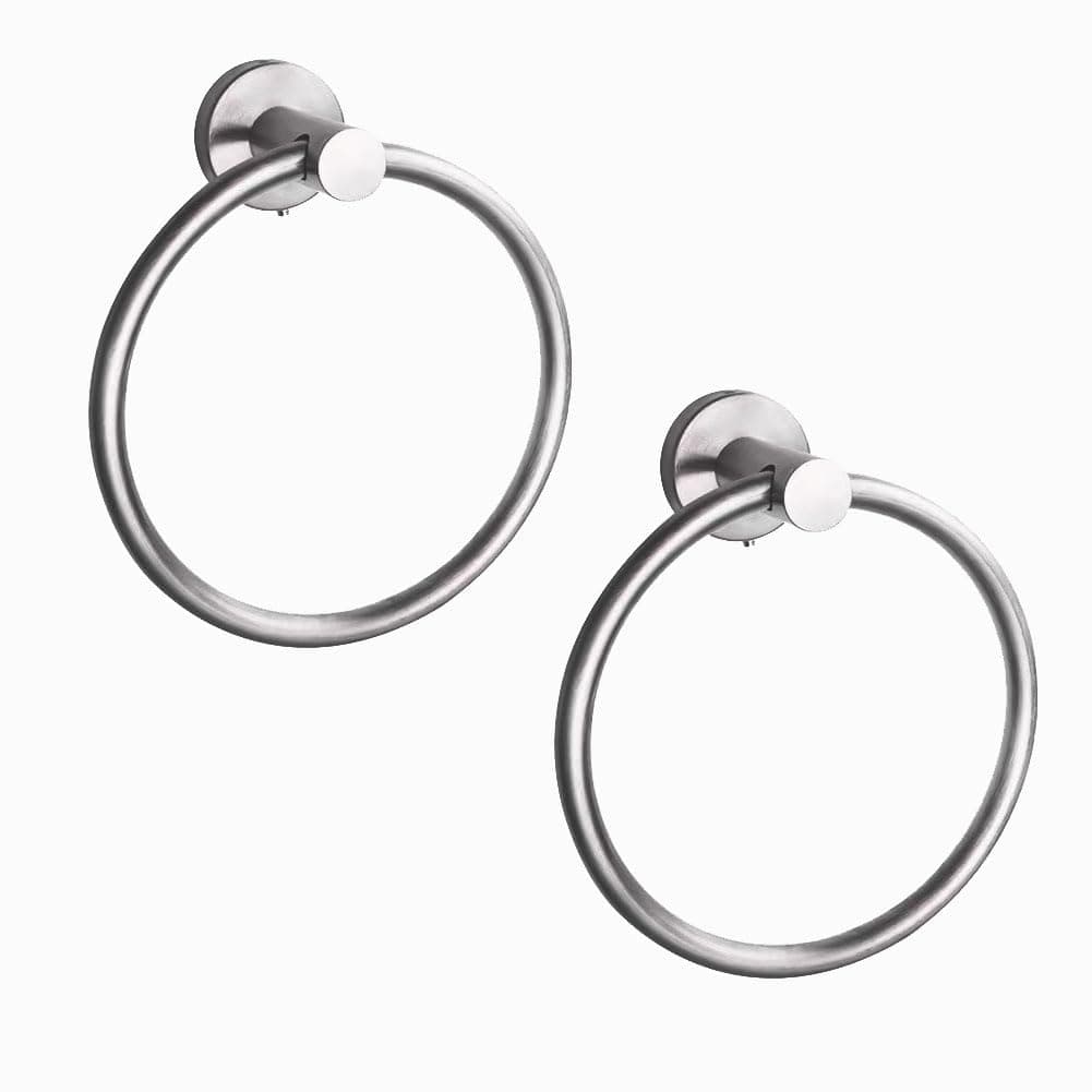2 PCS Towel Ring Stainless Steel Towel Ring for Bathroom Kitchen Bath Wall Mounted Round Towel Holder Brushed Nickel (Brushed Nickel)