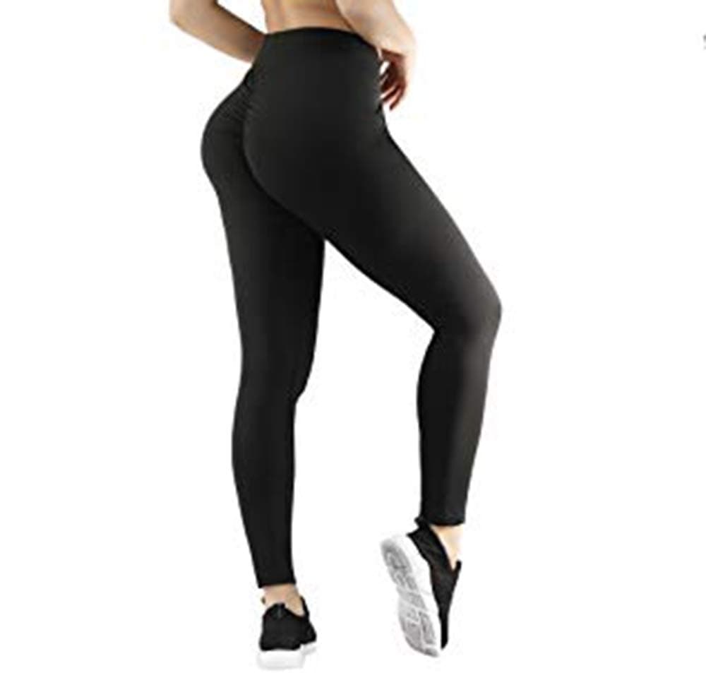 Women Sexy Yoga Pants/Leggings| |Tummy Control & Butt Lifter | Ruched Scrunch| Colombian Design (Black Small 3-5)
