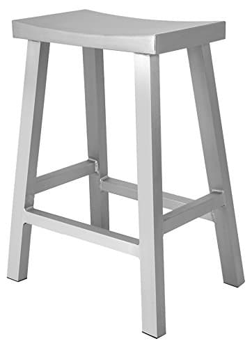 CHAIR DEPOTS Atlantic Aluminum Saddle Seat Counter Stool, Brushed Aluminum Finish
