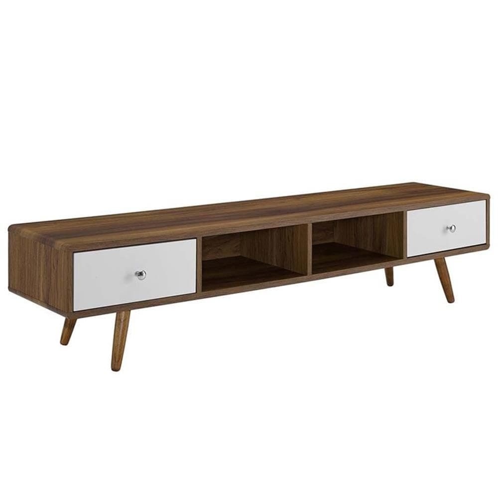 Transmit 70" Media Console Wood TV Stand, 70 Inch, Walnut White