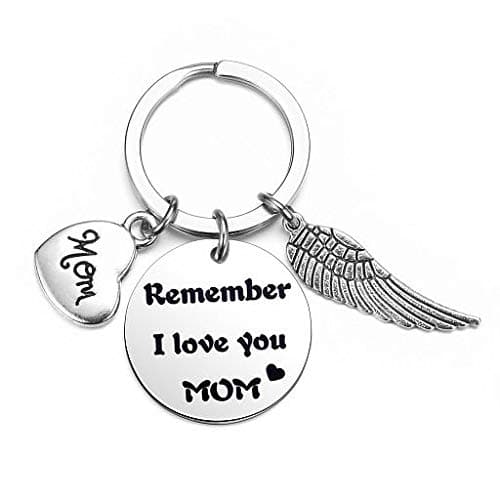 JOVIVI Remember I love you MOM Keyrings Mothers Day Birthday Mum Gifts from Daughter,Heart Guardian Angel Wing Keychain Present for Women