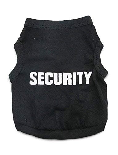DroolingDog Dog Shirts Security Pattern Dog Police Costume Puppy Clothes Pet T-shirt for Small Dogs, XS Black
