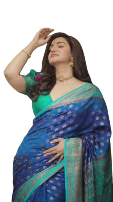 FlosiveWomen's Present Latest Blue Kanjivaram Silk Saree With Blouse