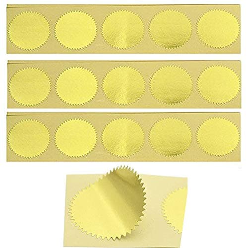100pcs Gold Vintage Embosser Stamp Sealing Blank Certificate Self-Adhesive Stickers (Gold)