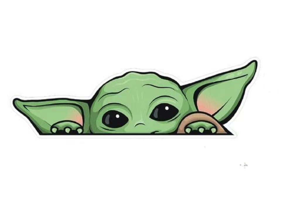 2 Pack - Peeking Baby Yoda Vinyl Decal Sticker for Cars | Trucks | Vans | SUVs | Walls | Windows | Laptops | Notebooks | Cups | Bottles | Size: 5" x 2.5" | H&S