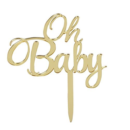 Gold Oh Baby Cake Topper Monogram Baby Shower Happy Birthday Party Decoration