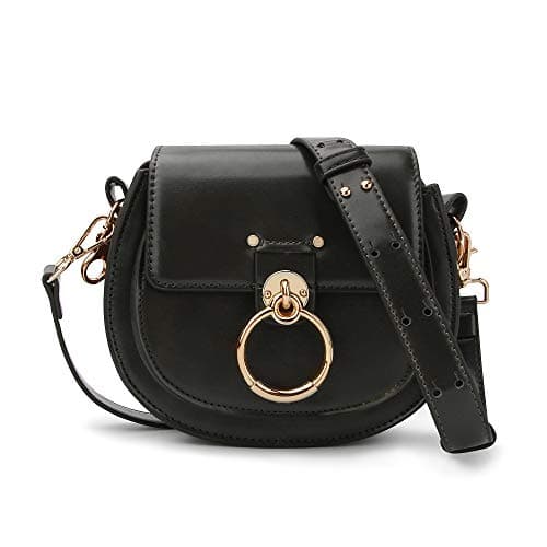 Ophlid Designer Ring Shoulder Bags for Women Leather Crossbody Purse with Chain … (black)