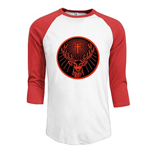 Adhra Lucky Men's Jagermeister Logo 3/4 Sleeve Baseball T Shirts/Short Sleeve/Top/Tee Apparel