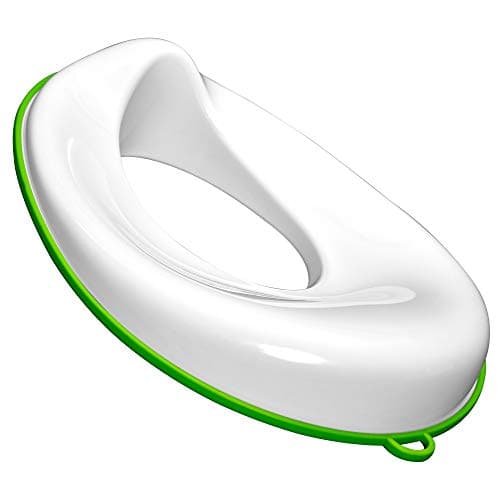 Potty Training Seat for Boys and Girls – Non Slip Safety Grip, Splash Guard, Easy Wipe Clean, Hanging Storage Loop, Fits Oval & Rounds Toilets - For Baby, Toddler (Green, One size Fits All Potty Seat)